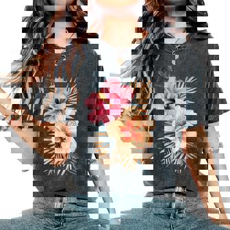 Watercolor Tropical Hibiscus Flowers Floral Summer Women Women's Oversized Comfort T-Shirt - Thegiftio