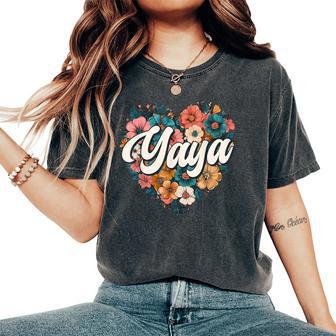 Yaya Floral Heart Flower Mother's Day Vintage Retro Women's Oversized Comfort T-Shirt - Thegiftio UK