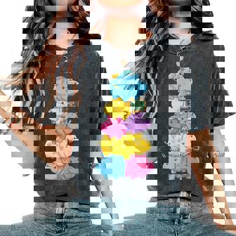 おもしろカバ カラフル レインボー 新学期 キッズ 男の子 女の子 レディースオーバーサイズコンフォートTシャツ - Kawaiitshirt