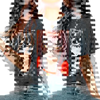 かわいい 可愛い 女の子 若い 美人 イラスト 日本 きれい 赤い服 レディースオーバーサイズコンフォートTシャツ - Kawaiitshirt