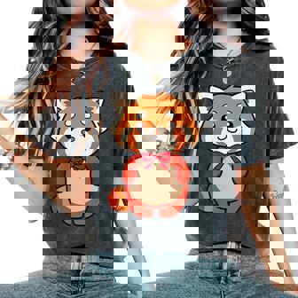 かわいいレッサーパンダ蝶ネクタイ かわいい動物園 日帰り旅行 男の子 女の子 キッズ レディースオーバーサイズコンフォートTシャツ - Kawaiitshirt