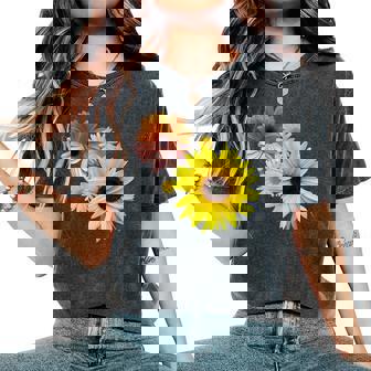 ひまわり ガーベラ 花 デイジー ガーベラ 花 デイジー 花柄 レディースオーバーサイズコンフォートTシャツ - Kawaiitshirt