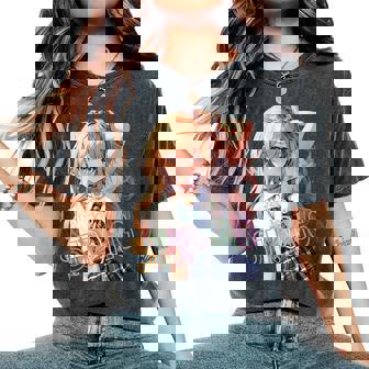 アニメ風イラスト ギャル 最強 可愛い女の子 レディースオーバーサイズコンフォートTシャツ - Kawaiitshirt