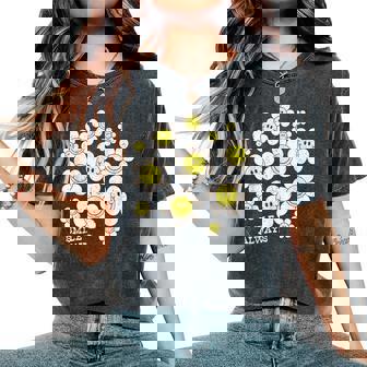 イエロー スマイル 顔 花mile Always キッズ 幼児 女の子 レディースオーバーサイズコンフォートTシャツ - Kawaiitshirt