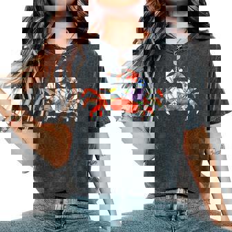 カニの花のグラフィック。 レディースオーバーサイズコンフォートTシャツ - Kawaiitshirt