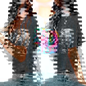 カバ 男性 女性 カラフル 水彩 カバ レディースオーバーサイズコンフォートTシャツ - Kawaiitshirt