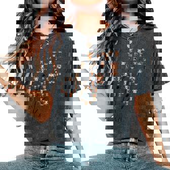 タンポポ ヨークシャー テリアの花、花のヨーキー ツリー レディースオーバーサイズコンフォートTシャツ - Kawaiitshirt