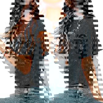 ダックスフントシャツ Weiner Dog Mom Dad Love Doxie Puppy キュート レディースオーバーサイズコンフォートTシャツ - Kawaiitshirt