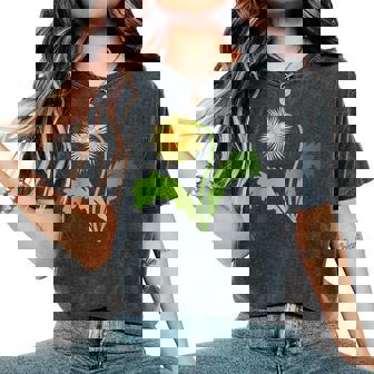 ダンディライオン タンポポ 黄色い花 ライオンの頭 レディースオーバーサイズコンフォートTシャツ - Kawaiitshirt