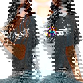 トランペット 女性 男性 音楽 教師 カラフル コルネット コルネティスト レディースオーバーサイズコンフォートTシャツ - Kawaiitshirt