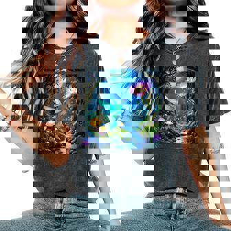 ファンタジー グリーン 鳥 花 レディースオーバーサイズコンフォートTシャツ - Kawaiitshirt