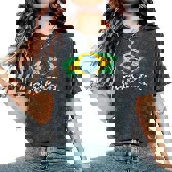 ブラジルの国旗 アンティーク調 ラテン 男性 女性 キッズ ブラジル レディースオーバーサイズコンフォートTシャツ - Kawaiitshirt