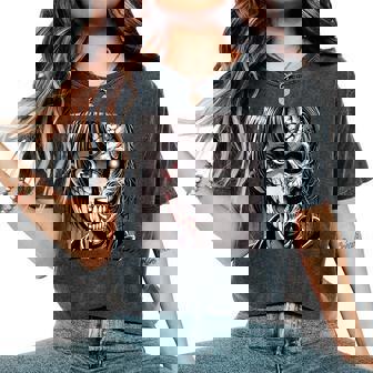 ホラー アニメ 漫画 日本 日本人 不気味 アニメ 女の子 レディースオーバーサイズコンフォートTシャツ - Kawaiitshirt