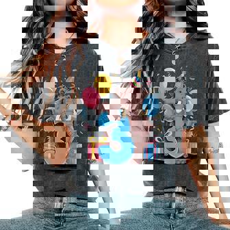 マンモス 3歳の誕生日 男の子 女の子 3歳 3歳 マンモス レディースオーバーサイズコンフォートTシャツ - Kawaiitshirt