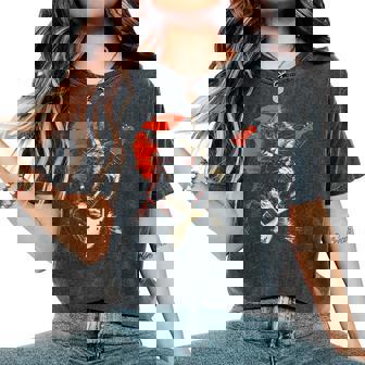 ロックキャット ギターを弾く ファニーキャット エレキギター 男性 女性 レディースオーバーサイズコンフォートTシャツ - Kawaiitshirt