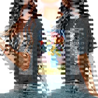 ヴィンセント・ヴァン・ゴッホの花 青い花瓶のヴィンテージ 美術品 レディースオーバーサイズコンフォートTシャツ - Kawaiitshirt