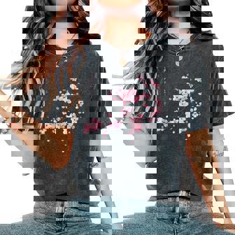 ヴィンテージ桜 日本の桜の花グラフィカルアート レディースオーバーサイズコンフォートTシャツ - Kawaiitshirt