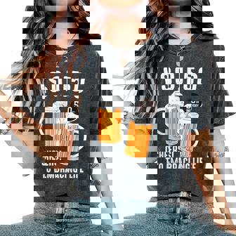 五十歳 五十路 ビール好き 酒好き 父 母 男性 女性 50歳お祝い Cheers To Embracing Life レディースオーバーサイズコンフォートTシャツ - Kawaiitshirt