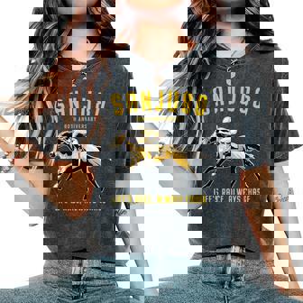 傘寿祝い 競馬好き うま 馬好き 父 母 男性 女性 80歳お祝い Life's Race Always Chase レディースオーバーサイズコンフォートTシャツ - Kawaiitshirt