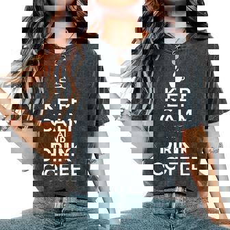 平静を保ち コーヒーを飲む Keep Calm And Drink Coffee レディースオーバーサイズコンフォートTシャツ - Kawaiitshirt