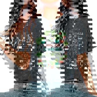 幸せな家は植物のある家です「A Happy Home Is A Home With Plants」- 観葉植物の園芸 レディースオーバーサイズコンフォートTシャツ - Kawaiitshirt