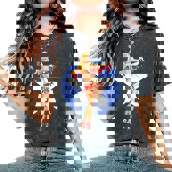 愛国心 ヴィンテージ セクシー ピンナップ 女の子 レディースオーバーサイズコンフォートTシャツ - Kawaiitshirt