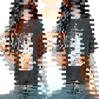 猫と少女 Cat And Girl レディースオーバーサイズコンフォートTシャツ - Kawaiitshirt