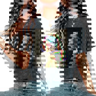 真珠の耳飾りの少女ヨハネスフェルメールグリッチ絵画 Girl With A Pearl Earringermeer レディースオーバーサイズコンフォートTシャツ - Kawaiitshirt