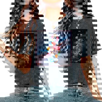 花 高音記号 銀河 宇宙 天の川 レディースオーバーサイズコンフォートTシャツ - Kawaiitshirt