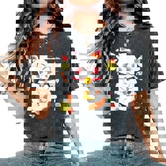 花より団子猫 Cat 猫 メンズ レディース ペット 動物 和風 キャラt レディースオーバーサイズコンフォートTシャツ - Kawaiitshirt