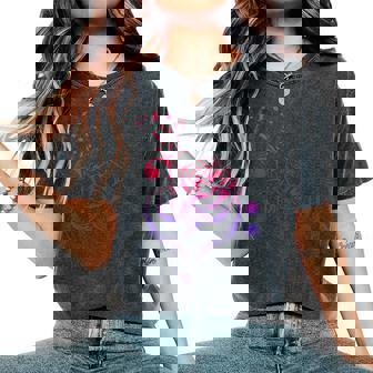 薔薇の花 ピアノ ミュージシャン 音符 ラブミュージ レディースオーバーサイズコンフォートTシャツ - Kawaiitshirt