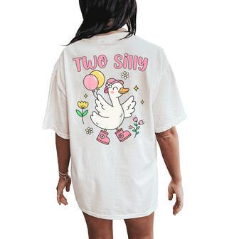 2Nd Second Birthday Two Silly Goose Bday Toddler Girl Women's Oversized Comfort T-Shirt Back Print - Thegiftio UK