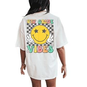 4Th Grade Vibes Retro Groovy Back To School Fourth Grade Women's Oversized Comfort T-Shirt Back Print - Thegiftio UK