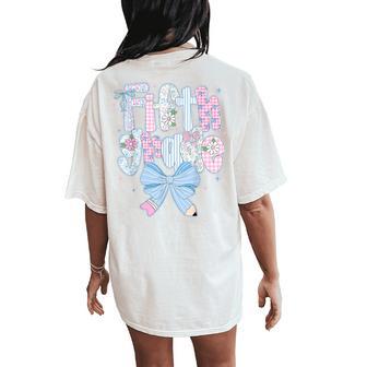 5Th Grade Preppy Floral Coquette Bow Girly Back To School Women's Oversized Comfort T-Shirt Back Print - Thegiftio UK