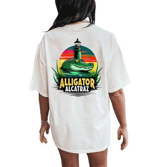 Alligator Alcatraz Retro Alcatraz Island Alligator Women Women's Oversized Comfort T-Shirt Back Print - Thegiftio UK