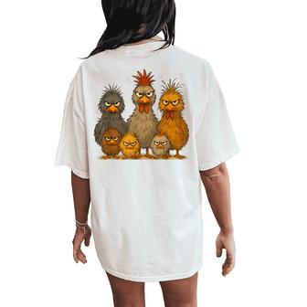 Angry Eagerlys Colorful Chicken Art Crazy Chicken Family Women's Oversized Comfort T-Shirt Back Print - Thegiftio UK