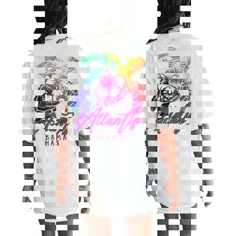 Atlantis Bahamas Tie Dye Sea Turtle Hibiscus Vacation 2025 Women's Oversized Comfort T-Shirt Back Print - Thegiftio