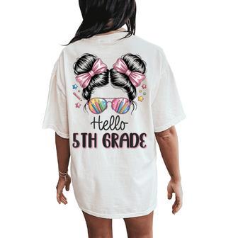 Back To School Coquette Bow Teacher Hello Fifth Grade Girls Women's Oversized Comfort T-Shirt Back Print - Thegiftio UK