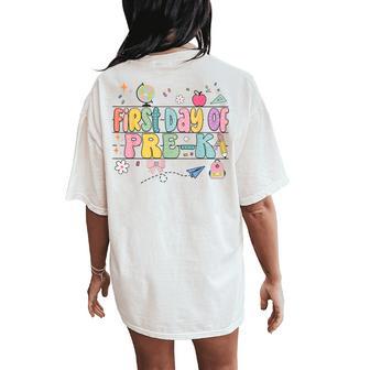Back To School First Day Of Pre K Teacher Girls Boys Women's Oversized Comfort T-Shirt Back Print - Thegiftio UK