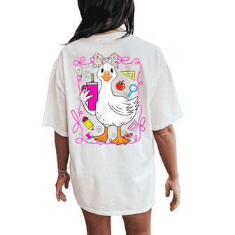 Back To School Silly Goose Coquette First Day Of School Girl Women's Oversized Comfort T-Shirt Back Print - Thegiftio UK