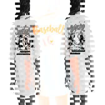 Baseball Mom Orange Varsity Baseball Mama Cute Mother's Day Women's Oversized Comfort T-Shirt Back Print - Thegiftio