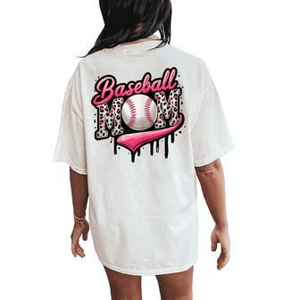Baseball Mom Pink Leopard Ice Cream Drip Mother's Day Women's Oversized Comfort T-Shirt Back Print - Thegiftio UK