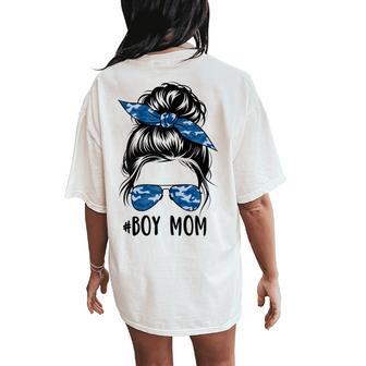Boy Mom Messy Bun Camouflage Mother's Day 2025 Boy Mom Women's Oversized Comfort T-Shirt Back Print - Thegiftio UK