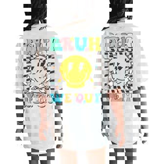 Bruh We Out Cute Checkered End Of School Year Teacher Summer Women's Oversized Comfort T-Shirt Back Print | Mazezy