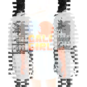 Cali Girl Retro Sunset Palm Tree California Beach Vacation Women's Oversized Comfort T-Shirt Back Print - Thegiftio