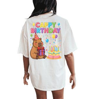 Capybara Lovers Cappy Birthday Girl Boy Happy Birthday Party Women's Oversized Comfort T-Shirt Back Print - Thegiftio UK