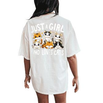 Cats Lover Just A Girl Who Loves Cat Women's Oversized Comfort T-Shirt Back Print - Thegiftio UK