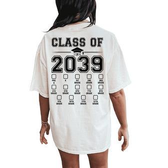 Class Of 2039 Grow With Me Pre-K To 12Th Grade Checklist Women's Oversized Comfort T-Shirt Back Print - Thegiftio UK