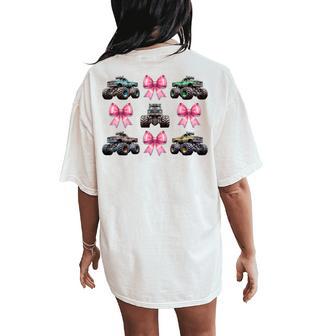 Coquette Bow Monster Truck Pink Ribbon Mom Girl Women's Oversized Comfort T-Shirt Back Print - Thegiftio UK