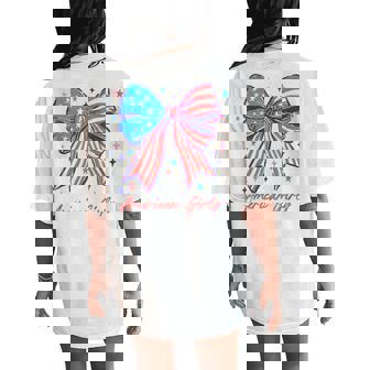 Coquette Bow Usa Patriotic American Flag 4Th Of July Girl Women's Oversized Comfort T-Shirt Back Print - Thegiftio